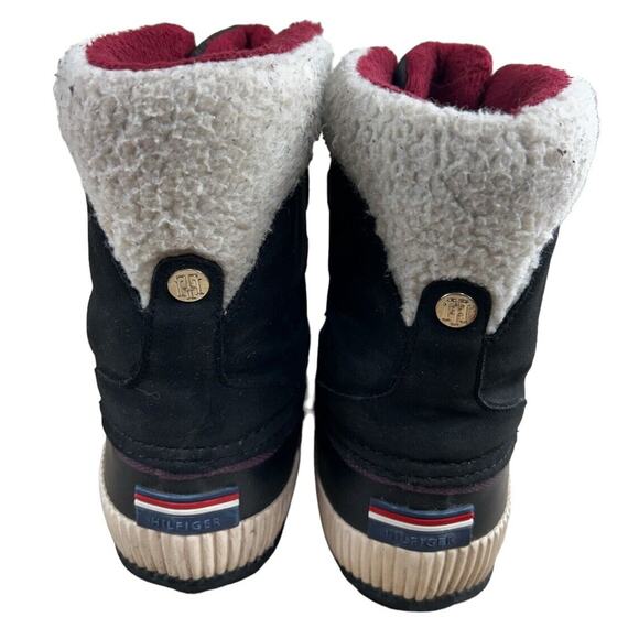 Tommy Hilfiger Black Twebonie Duck Boots Women’s Sz 7M Leather Faux Fur Winter - Picture 9 of 9
